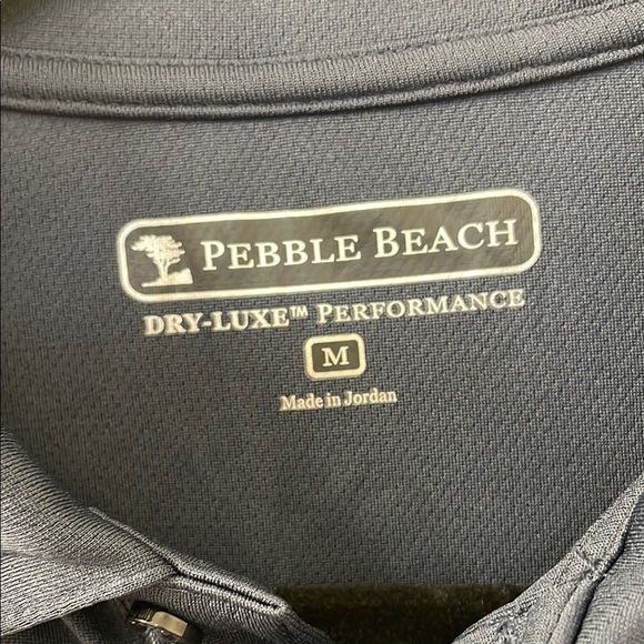 Pebble Beach Blue and Gray Polo Shirt Sporty Stripes - Picture 2 of 4